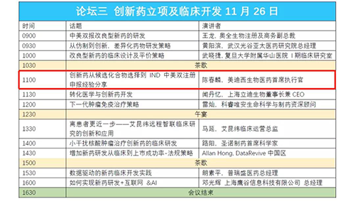 演讲题目：创新药从候选化合物选择到IND中美双注册申报经验分享 